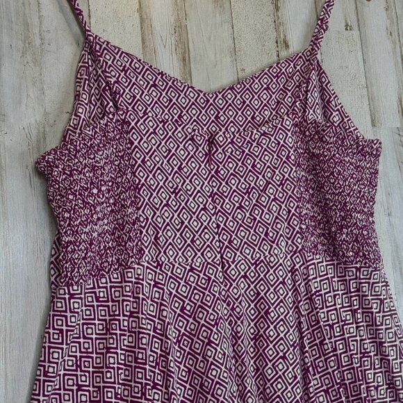 Old Navy Purple White Sleeveless Geometric Print Smocked Stretch Dress Size XXL - Picture 4 of 7